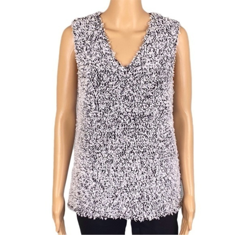COS Sleeveless Reverse Knit Top Bouclé knit grey tank top sweater Size XS EUC